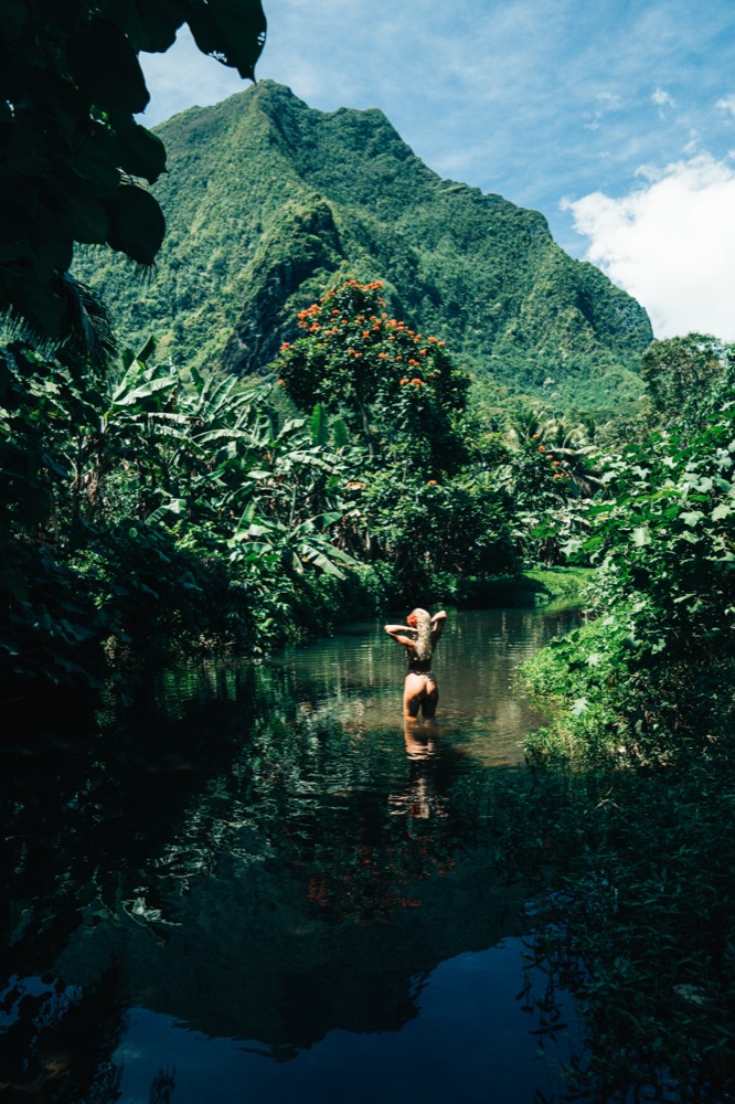 Jungle swimming hole below the peaks on the land day, Mo'orea